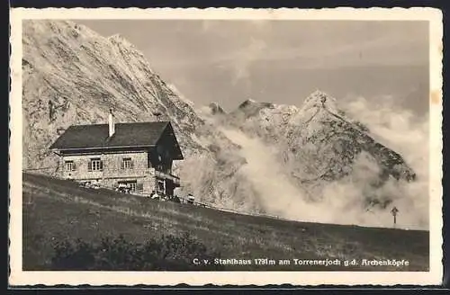 AK C. v. Stahlhaus, Berghütte am Torrenerjoch g. d. Archenköpfe