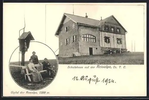 AK Schutzhaus auf der Reisalpe, Hohenberg, Gebäude und Gipfel