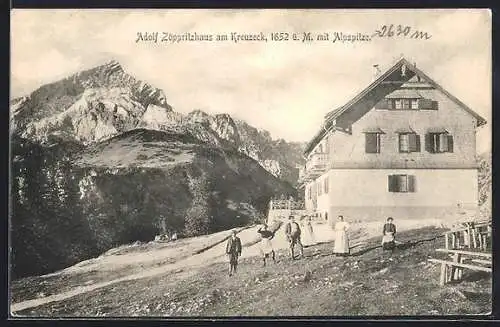AK Adolf Zöppritzhaus am Kreuzeck, Blick auf die Alpsitze