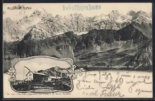 AK Nebelhorn-Haus /Allgäuer Alpen, Der Hochvogel vom Nebelhorn aus