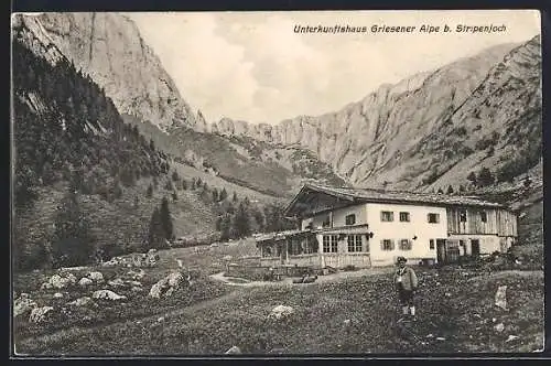 AK Griesener Alpe b. Stripenjoch, Blick auf das Unterkunftshaus, Bes. Anton Lindner
