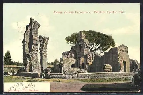 AK Mendoza, Ruinas de San Francisco nach dem Erdbeben 1861