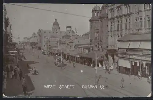 AK Durban, West Street, Strassenbahn