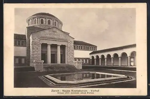 AK Zürich, Neues Krematorium, Vorhof erbaut 1915