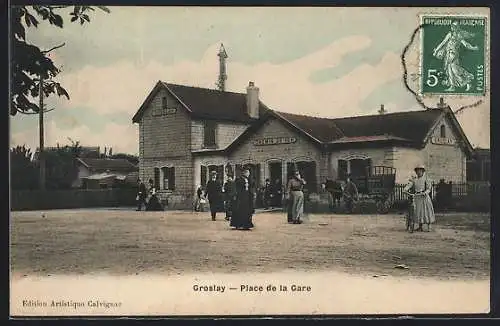 AK Groslay, Place de la Gare, Bahnhof