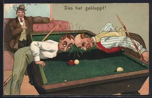 AK Billard-Spieler stossen mit den Köpfen zusammen
