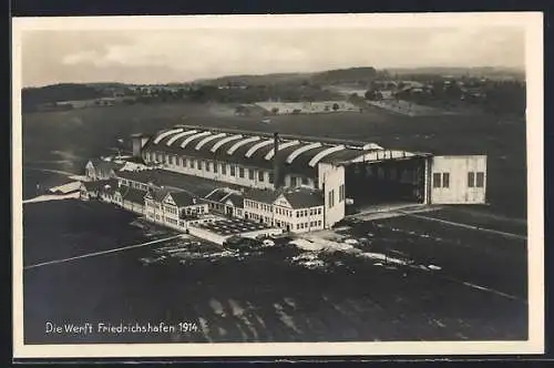 AK Friedrichshafen, die Werft 1914, Fliegeraufnahme