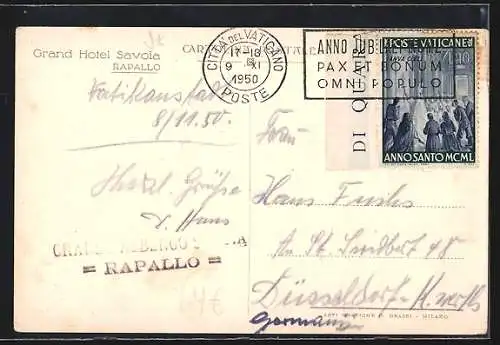 AK Rapallo, Das Grand Hotel Savoia, Segelboote