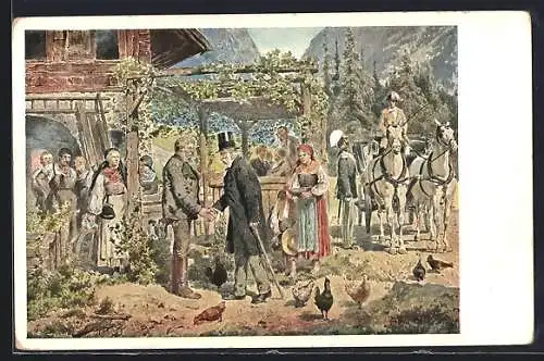 Künstler-AK Alois Greil: Erzherzog Franz Karl in der Gosauschmiede