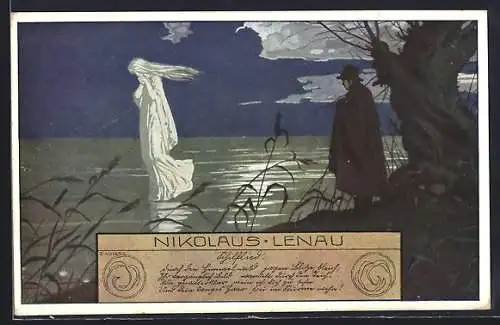 Künstler-AK Ernst Kutzer: Nikolaus Lenau, Schilflied