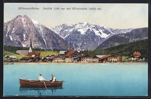 AK Seefeld /Tirol, Mittenwaldbahn, Ortsansicht mit Wetterstein
