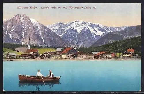 AK Seefeld /Tirol, Mittenwaldbahn, Ortsansicht mit Wetterstein
