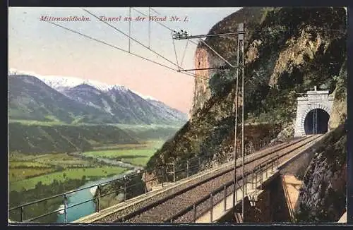 AK Mittenwaldbahn, Tunnel an der Wand Nr. 1