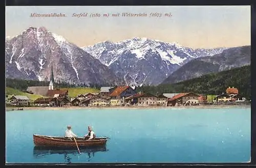 AK Seefeld /Tirol, Mittenwaldbahn, Ortsansicht mit Wetterstein