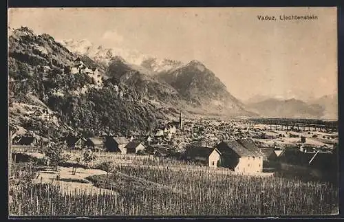 AK Vaduz, Panoramablick auf Ort und Berge