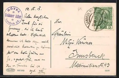 AK Landeck, Schloss Landeck mit Innschlucht