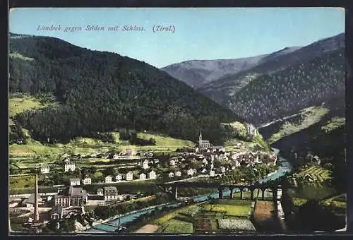 AK Landeck /Tirol, Teilansicht gegen Süden mit Schloss