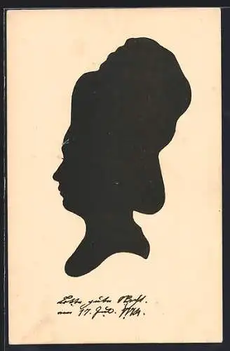 AK Handzeichnung des jungen Goethe, Schattenriss von Lotte Buff