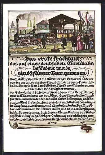 AK erste Frachtgut auf einer deutscher Eisenbahn
