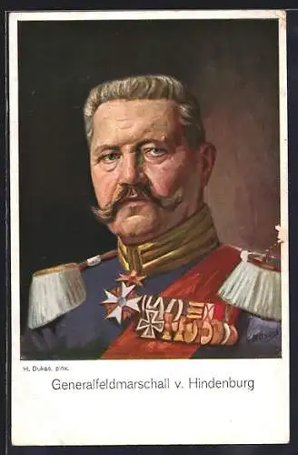 AK Porträt Generalfeldmarschall Paul von Hindenburg in Uniform mit Orden