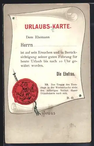 AK Scherz, Urlaubs-Karte mit Siegel