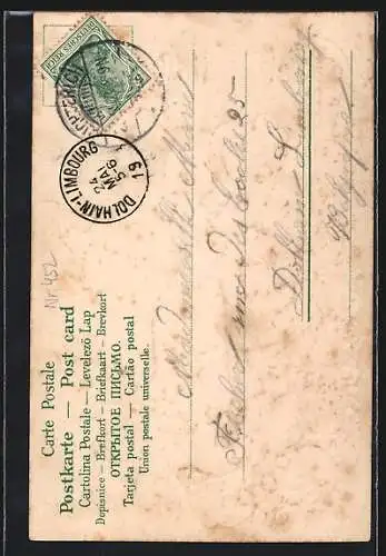 Lithographie Trompeter von Säckingen umarmt seine Geliebte, Behüt Dich Gott!