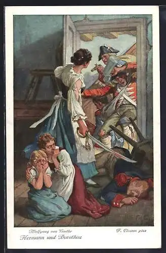 AK Wolfgang von Goethe, Hermann und Dorothea, der Übergriff an der Tür