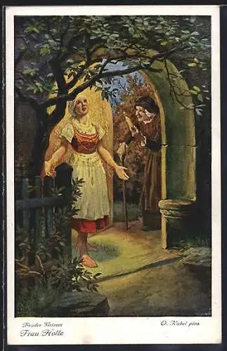 Künstler-AK Otto Kubel: Goldmarie bei Frau Holle