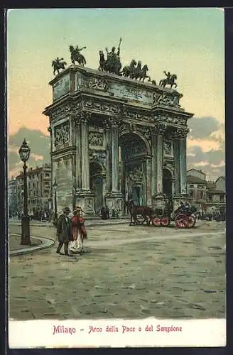 Lithographie Milano, Arco della Place o del Sempione