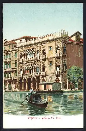 AK Venezia, Palazzo Ca` d`oro, Gondel vor einem Palazzo
