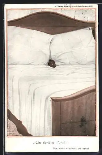 AK Ein dunkler Punkt, dunkelhäutiges Kind in einem weissbezogenen Bett