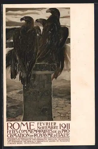 AK Rome, Commemorial Festivities of the Proclamation of the Kingdom of Italy 1911