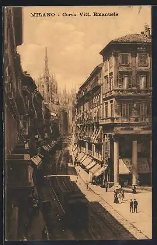 AK Milano, Strassenbahn auf dem Corso Vitt. Emanuele