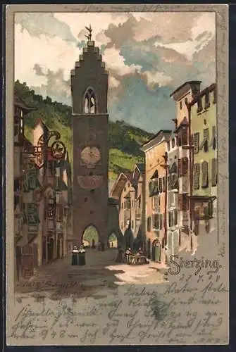 Künstler-AK Sterzing, Glockenturm