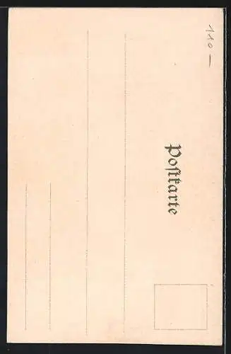 Lithographie Gossensass, Ortsansicht mit Kirche, Giebel