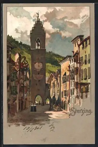 Künstler-AK Sterzing, Glockenturm