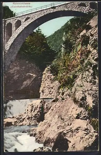 AK Bled, Rotweinklamm mit Eisenbahnbrücke