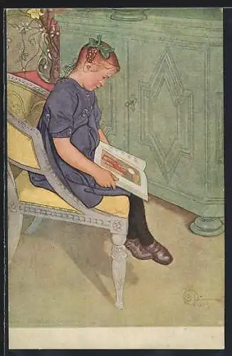 Künstler-AK sign. C. Larsson: Portrait des Mädchens Anna Johanna