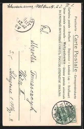 AK Schöne Frau mit Hut und Muff steht am Waldrand, Jugendstil