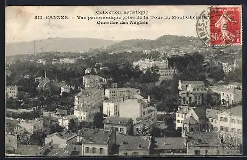 AK Cannes, Vue panoramique prise de la Tour du Mont Chevalier, Quartier des Anglais