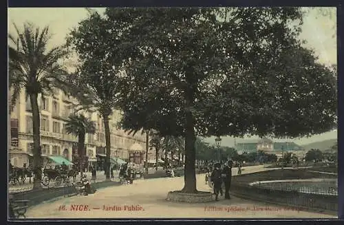 AK Nice, Jardin Public mit Spaziergängern und Kutschen