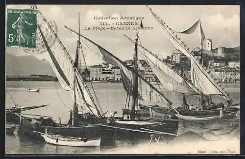 AK Cannes, La Plage, Bateaux Lesteurs