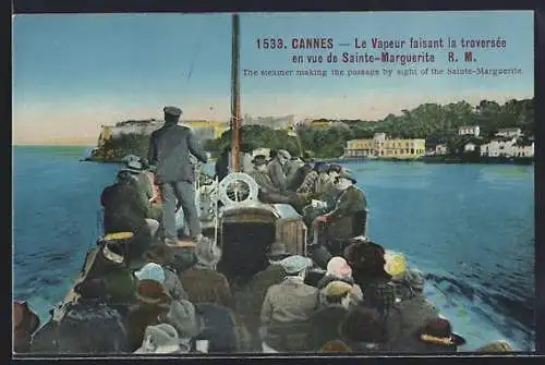 AK Cannes, Le Vapeur faisant la traversée en vue de Sainte-Marguerite