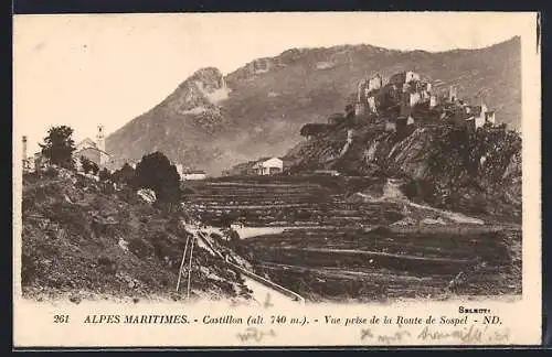 AK Castillon /Alpes-Maritimes, vue prise de la Route de Sospel
