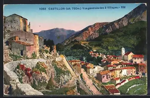 AK Castillon, Vue générale des 2 Villages