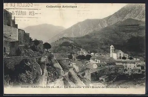 AK Castillon /A.-M., La Nouvelle Ville, Route de Menton à Sospel