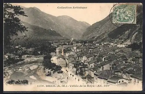 AK Breil /A.-M., Vallée de la Roya, vue sur la ville et les montagnes environnantes