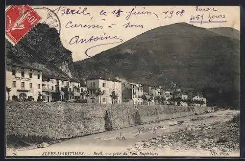 AK Breil /Alpes-Maritimes, Vue prise du Pont Supérieur