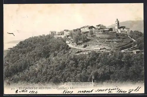 AK Castellar, vue panoramique du village sur la colline