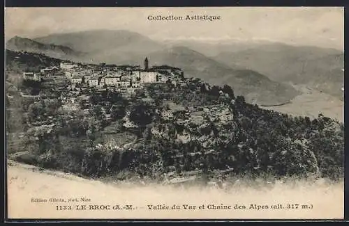 AK Le Broc /A.-M., Vallée du Var et Chaîne des Alpes